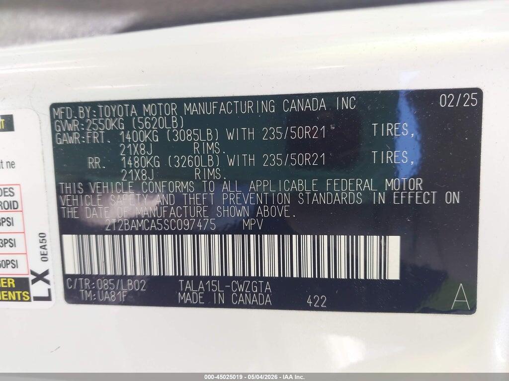 2T2BAMCA5SC097475 2025 LEXUS RX 350 photo no. 9