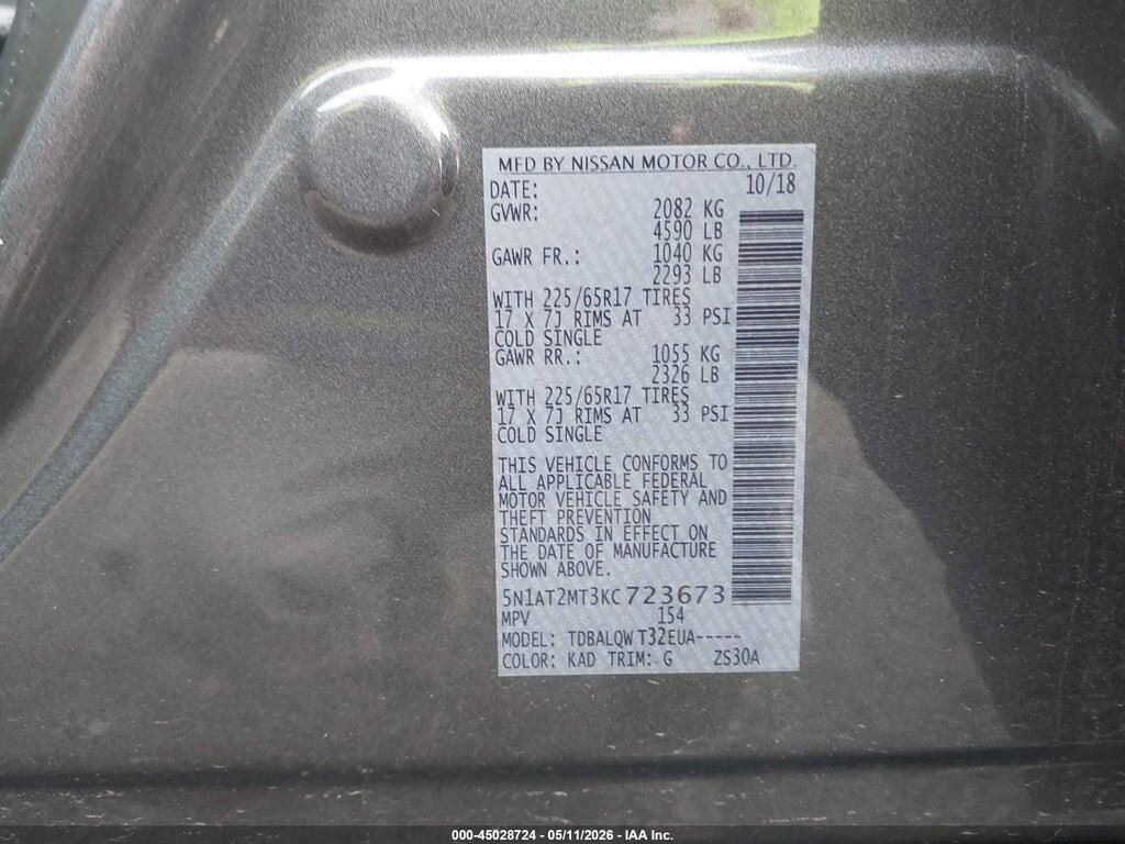 5N1AT2MT3KC723673 2019 NISSAN ROGUE photo no. 9