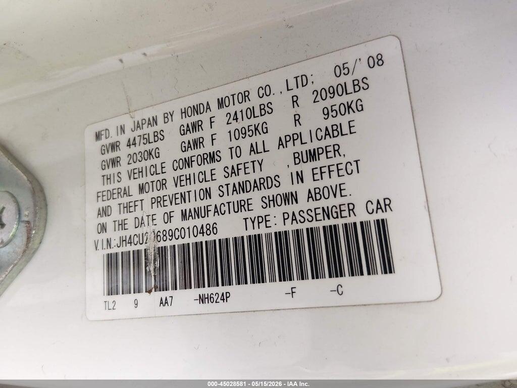 JH4CU26689C010486 2009 ACURA TSX photo no. 9