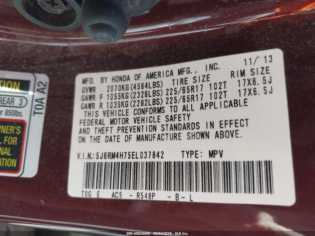 5J6RM4H75EL037842 2014 HONDA CR-V photo no. 9