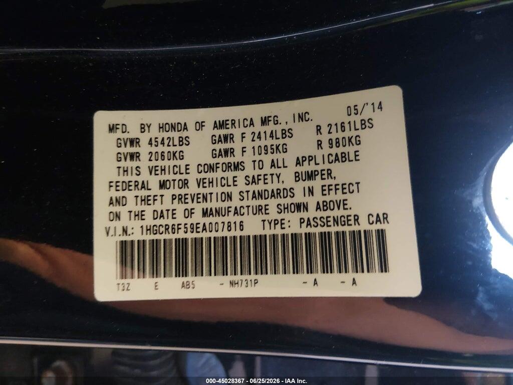 1HGCR6F59EA007816 2014 HONDA ACCORD HYBRID photo no. 9
