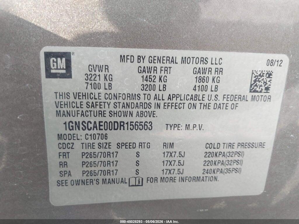 1GNSCAE00DR156563 2013 CHEVROLET TAHOE photo no. 9