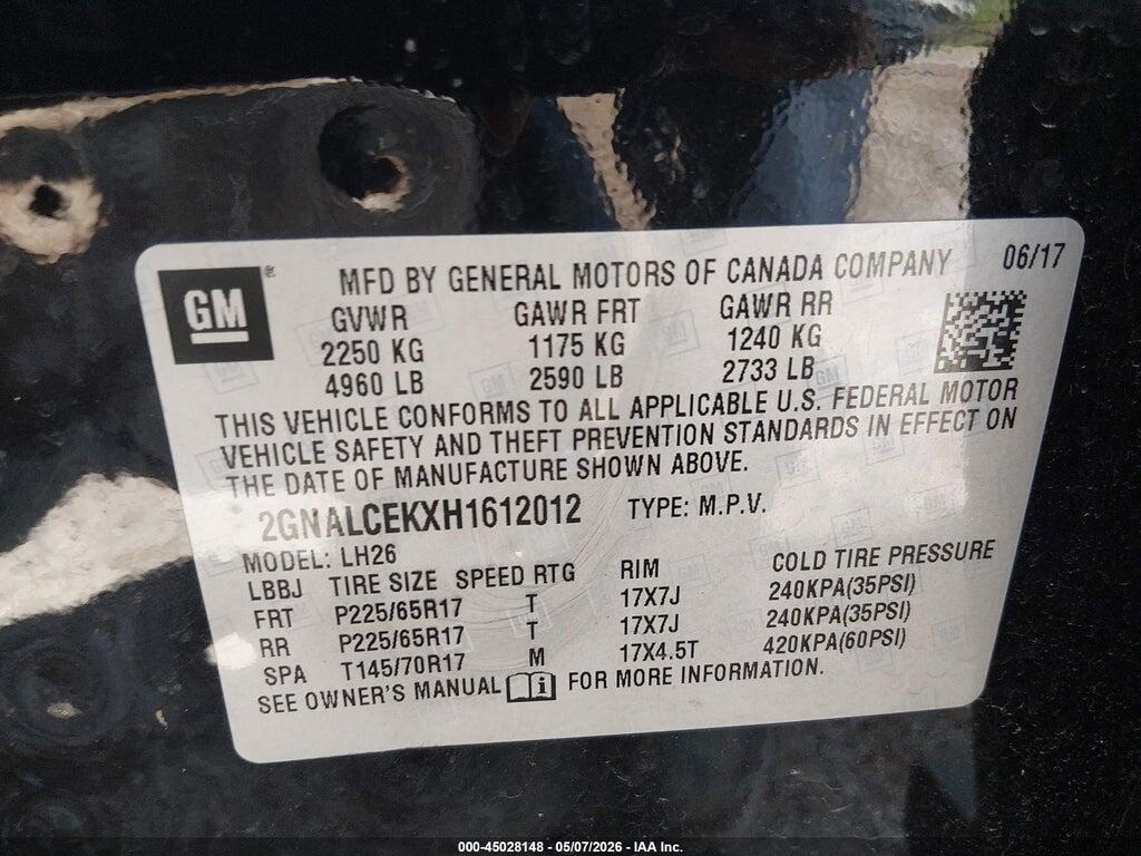 2GNALCEKXH1612012 2017 CHEVROLET EQUINOX photo no. 9