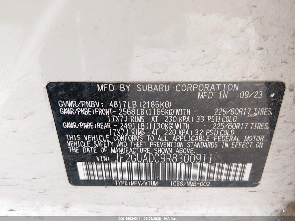 JF2GUADC9R8300911 2024 SUBARU CROSSTREK photo no. 9