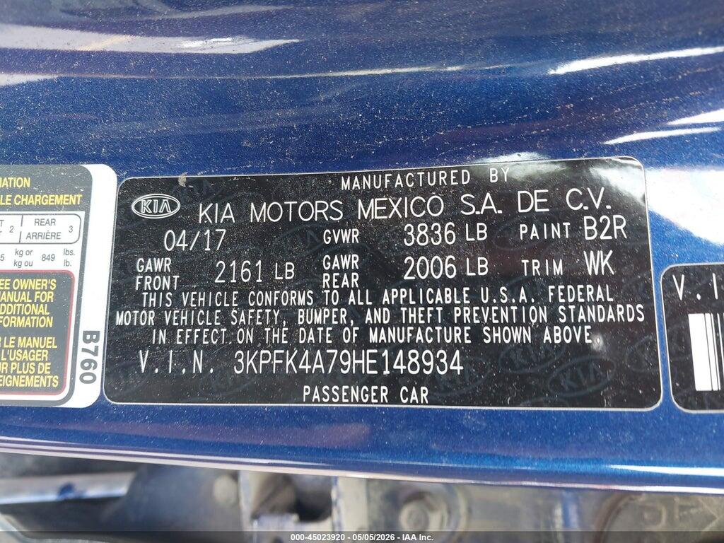3KPFK4A79HE148934 2017 KIA FORTE photo no. 9
