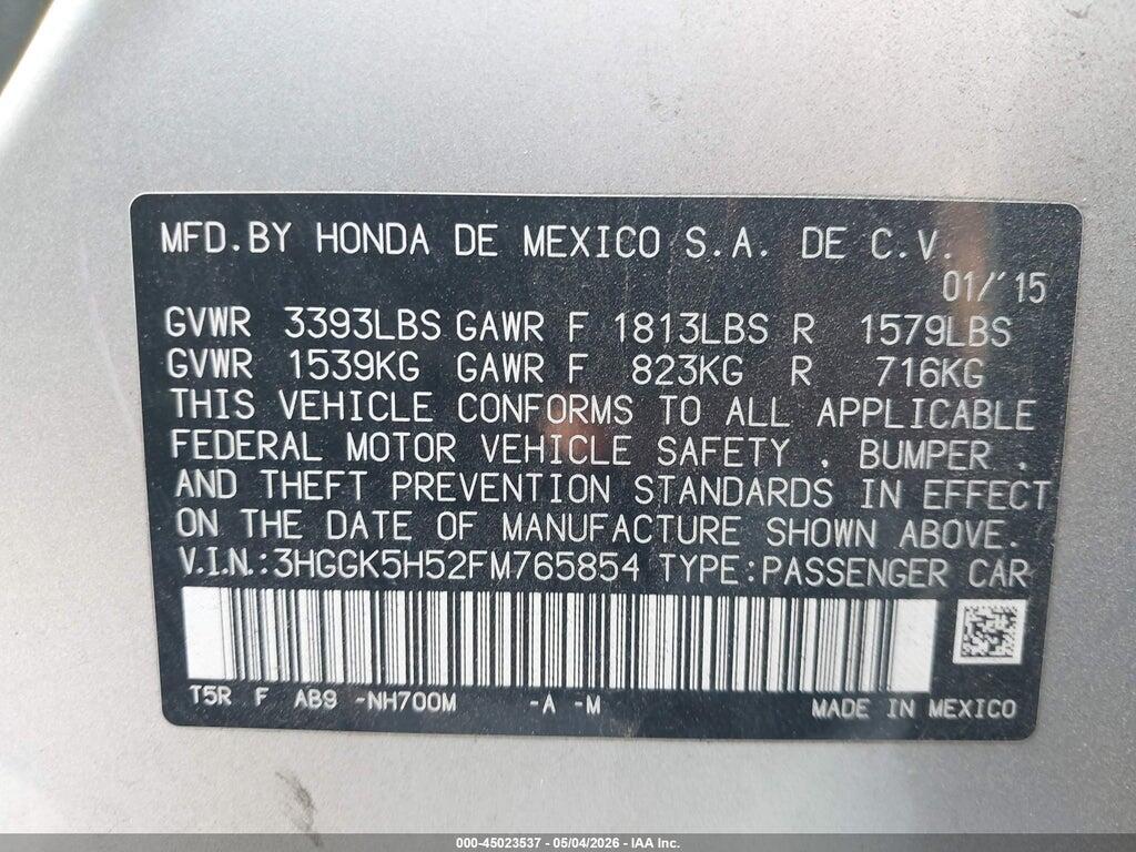 3HGGK5H52FM765854 2015 HONDA FIT photo no. 9