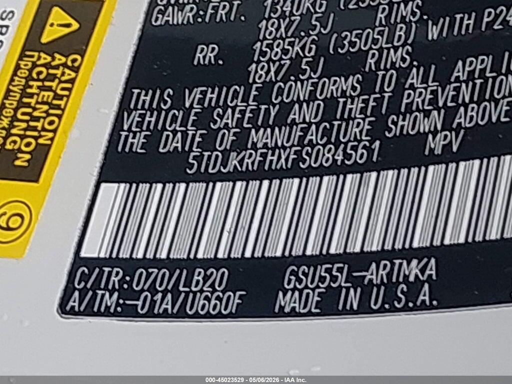 5TDJKRFHXFS084561 2015 TOYOTA HIGHLANDER photo no. 9