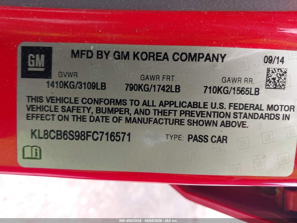 KL8CB6S98FC716571 2015 CHEVROLET SPARK photo no. 9