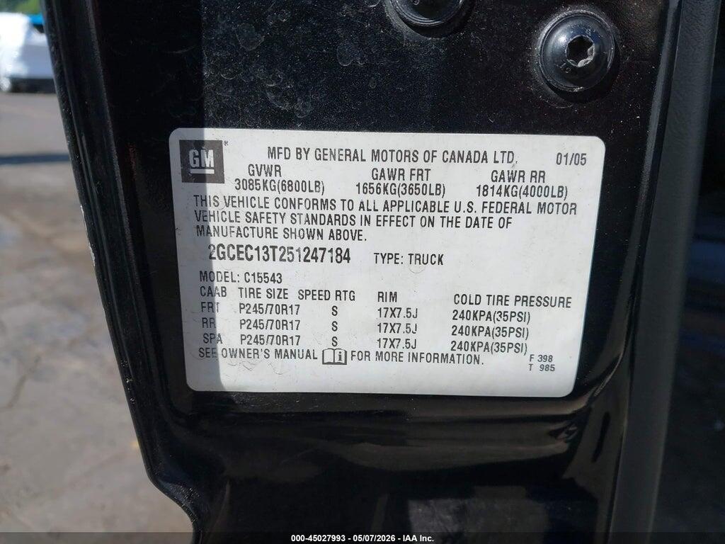 2GCEC13T251247184 2005 CHEVROLET SILVERADO 1500 photo no. 9
