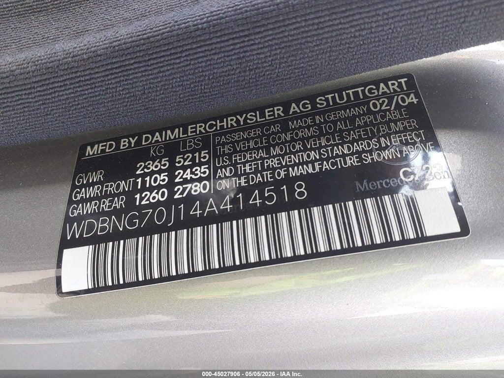 WDBNG70J14A414518 2004 MERCEDES-BENZ S 430 photo no. 9