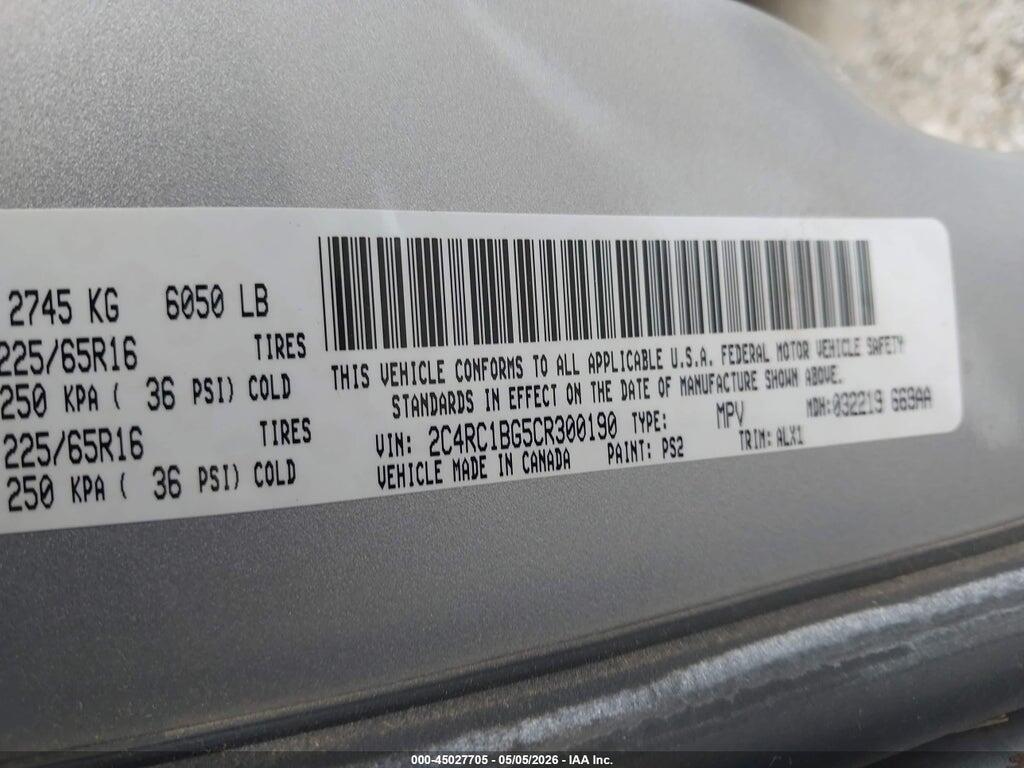 2C4RC1BG5CR300190 2012 CHRYSLER TOWN & COUNTRY photo no. 9