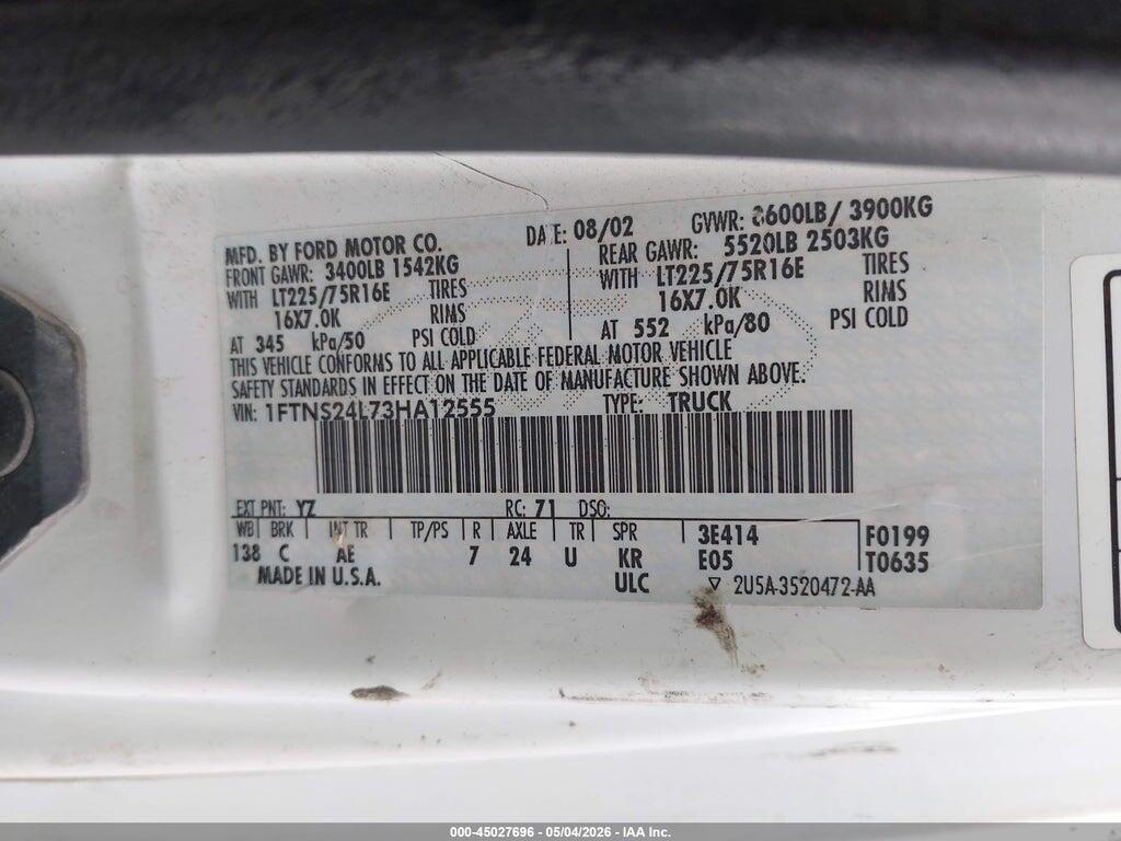 1FTNS24L73HA12555 2003 FORD E-250 photo no. 9