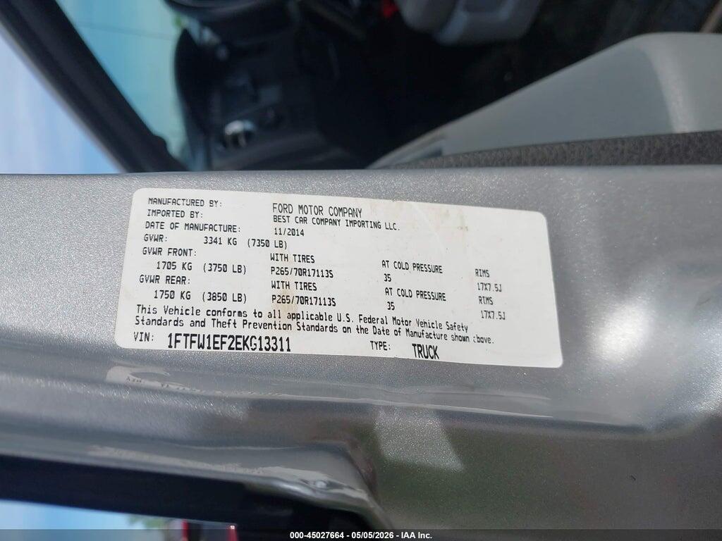1FTFW1EF2EKG13311 2014 FORD F-150 photo no. 9