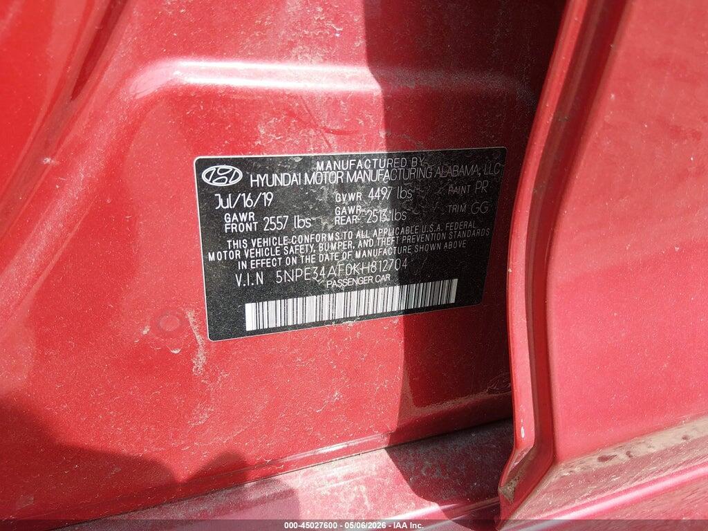 5NPE34AF0KH812704 2019 HYUNDAI SONATA photo no. 9