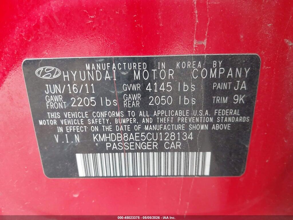 KMHDB8AE5CU128134 2012 HYUNDAI ELANTRA TOURING photo no. 9