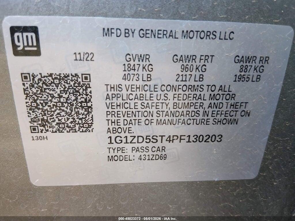 1G1ZD5ST4PF130203 2023 CHEVROLET MALIBU photo no. 9