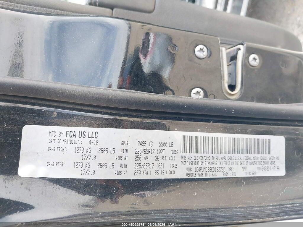 1C4PJMCB8KD192795 2019 JEEP CHEROKEE photo no. 9