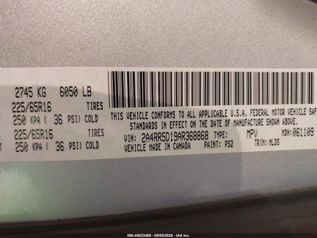 2A4RR5D19AR368868 2010 CHRYSLER TOWN & COUNTRY photo no. 9