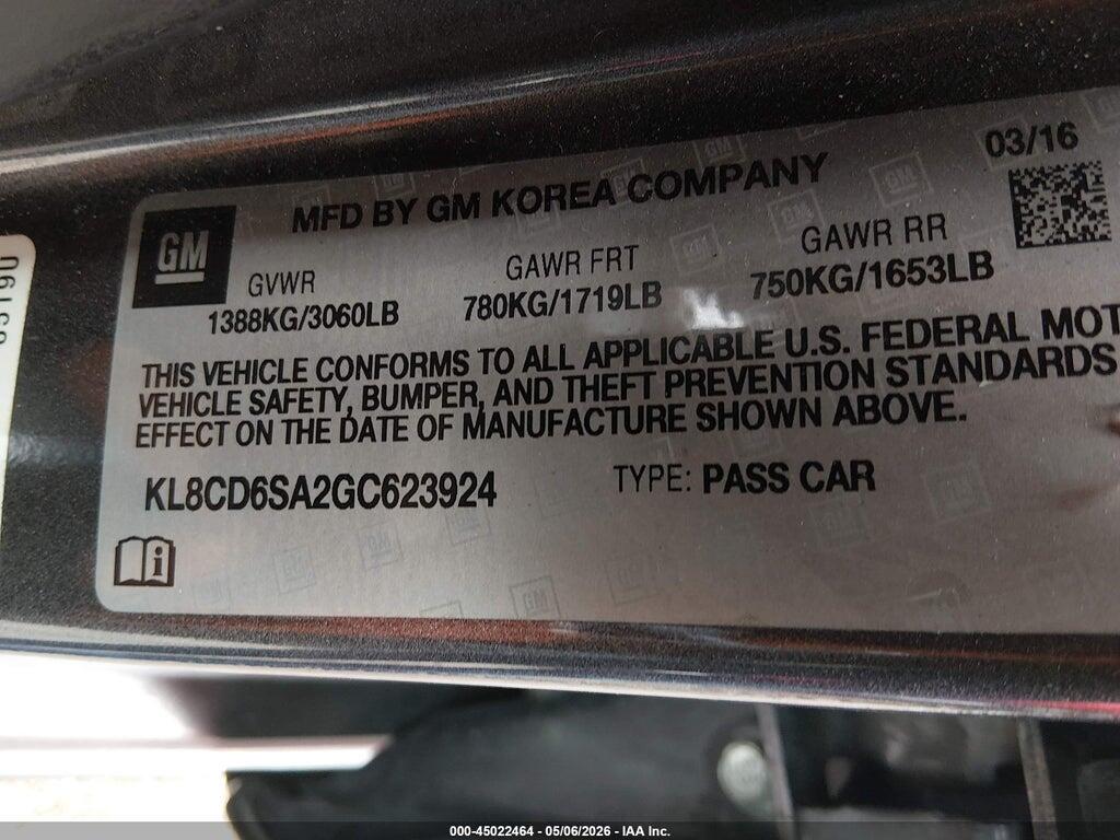 KL8CD6SA2GC623924 2016 CHEVROLET SPARK photo no. 9