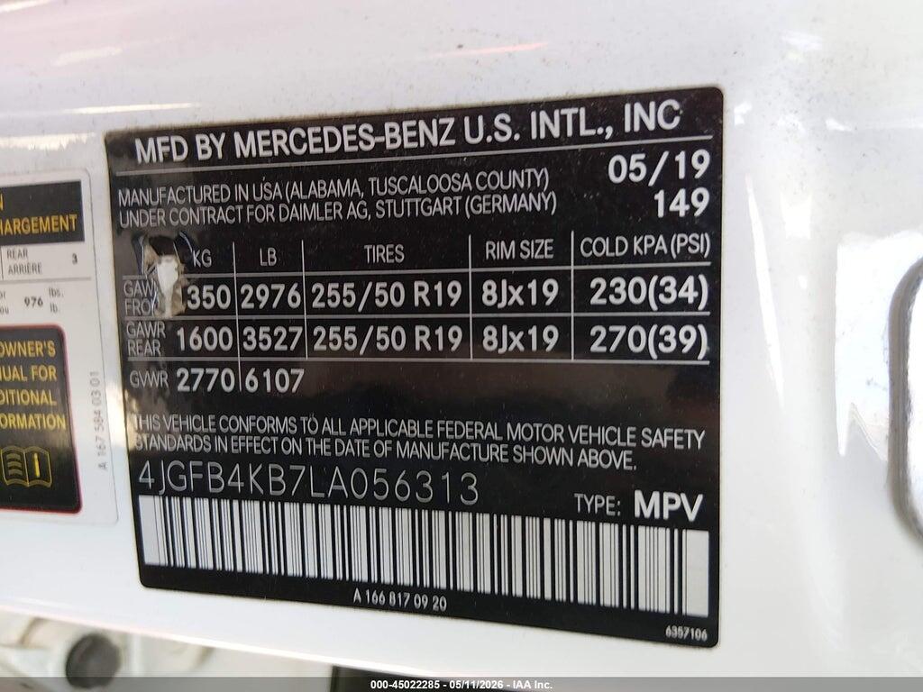 4JGFB4KB7LA056313 2020 MERCEDES-BENZ GLE photo no. 9