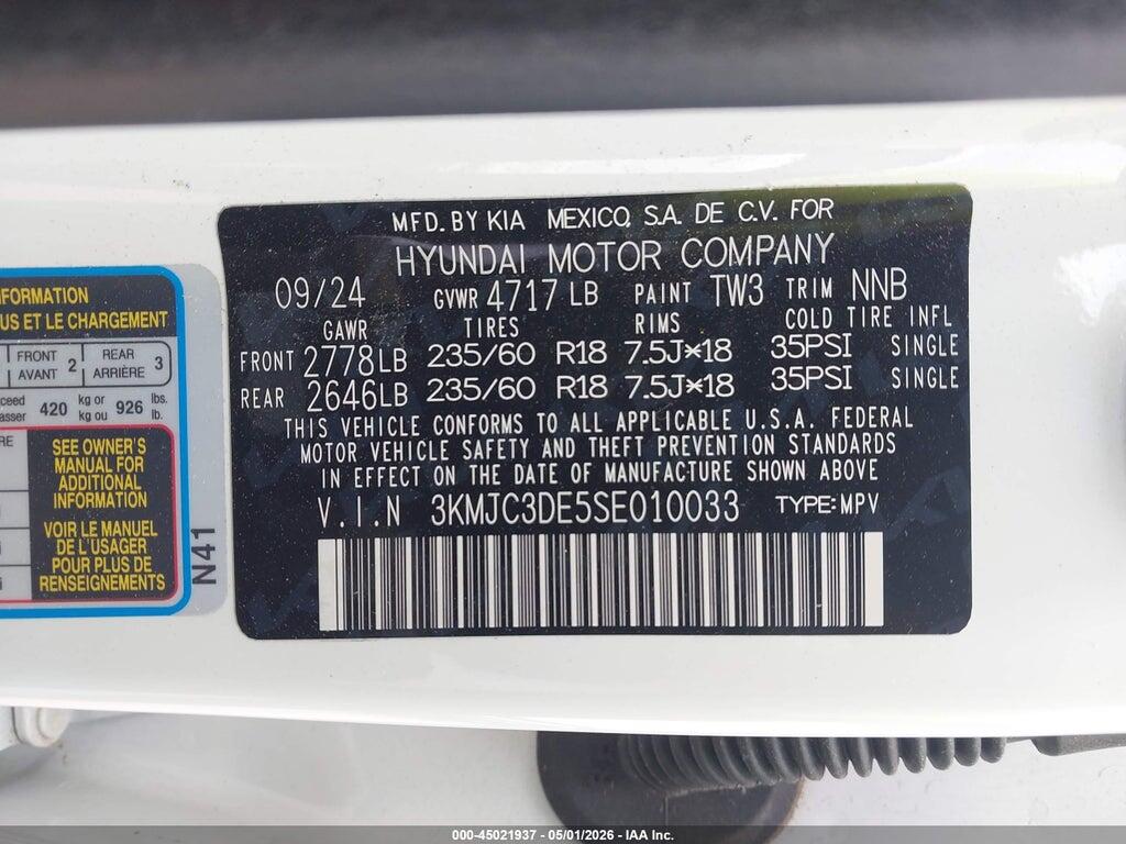 3KMJC3DE5SE010033 2025 HYUNDAI TUCSON photo no. 9