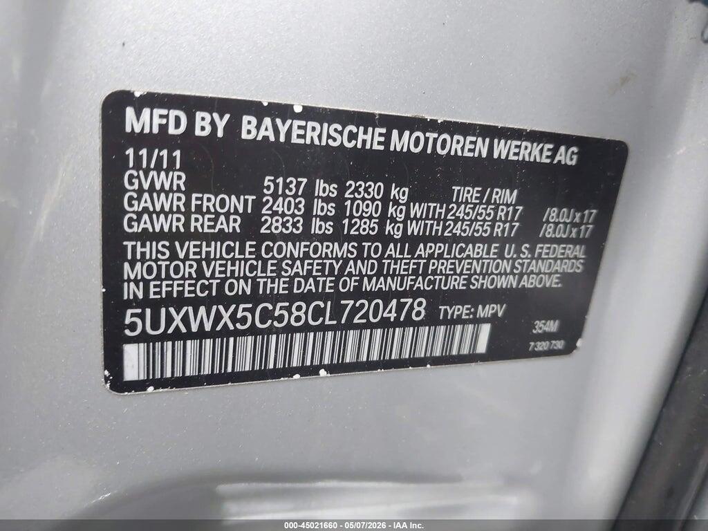 5UXWX5C58CL720478 2012 BMW X3 photo no. 9