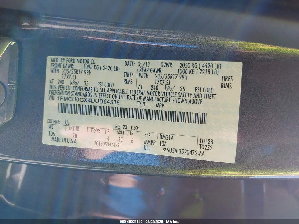 1FMCU0GX4DUD64338 2013 FORD ESCAPE photo no. 9