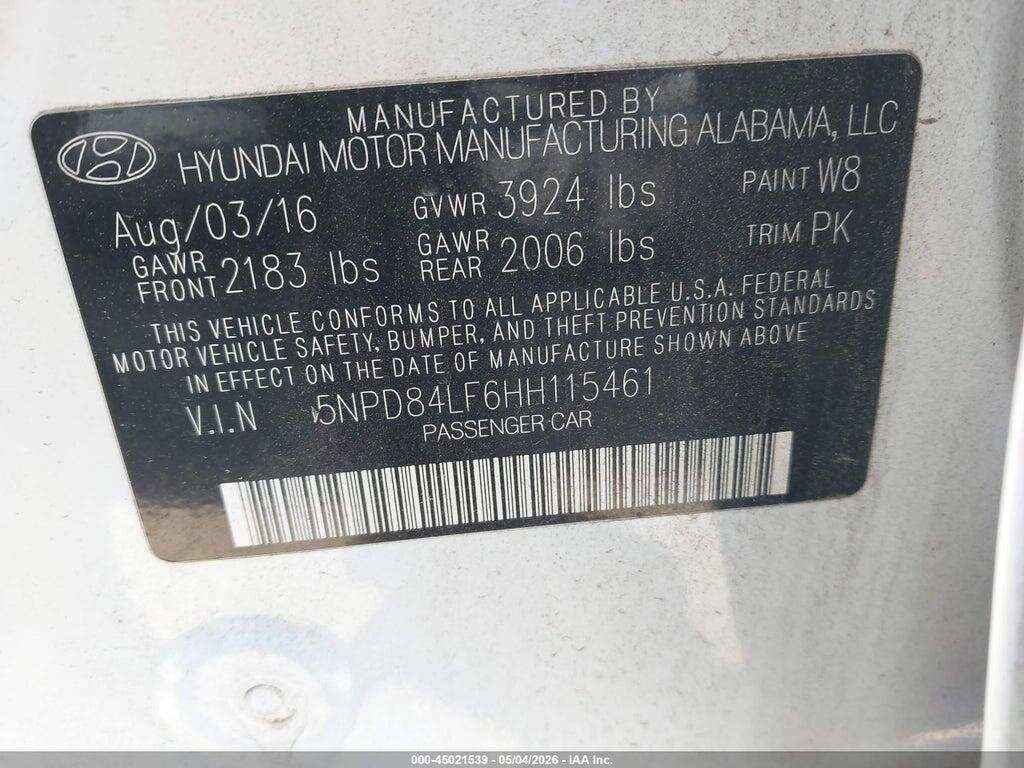 5NPD84LF6HH115461 2017 HYUNDAI ELANTRA photo no. 9