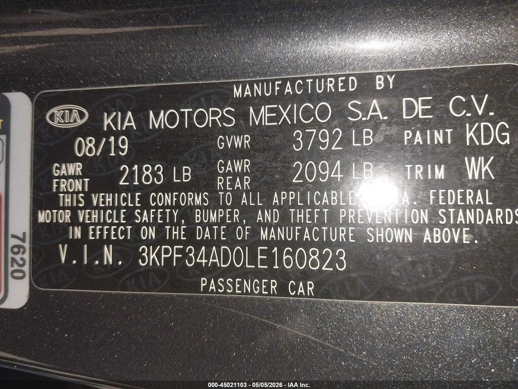 3KPF34AD0LE160823 2020 KIA FORTE photo no. 9