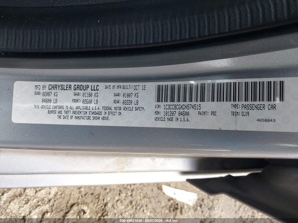 1C3CCBCGXDN574515 2013 CHRYSLER 200 photo no. 9