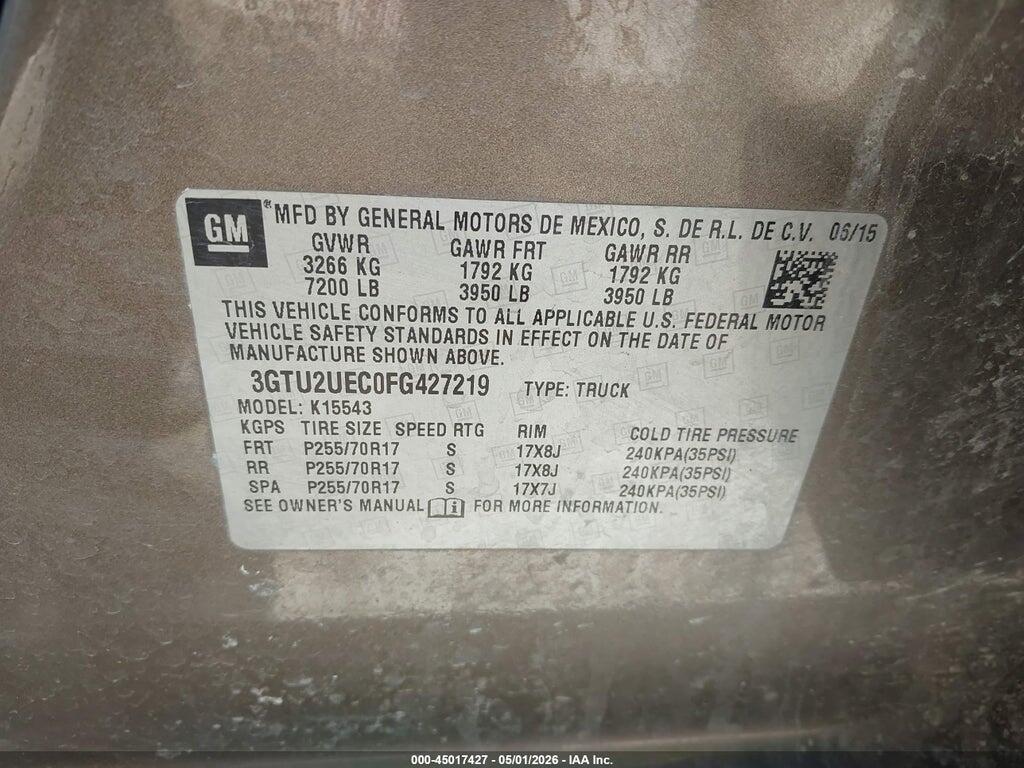 3GTU2UEC0FG427219 2015 GMC SIERRA 1500 photo no. 9