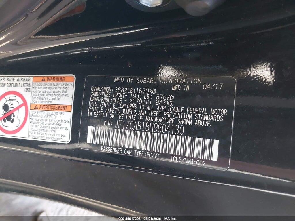 JF1ZCAB18H9604130 2017 SUBARU BRZ photo no. 9