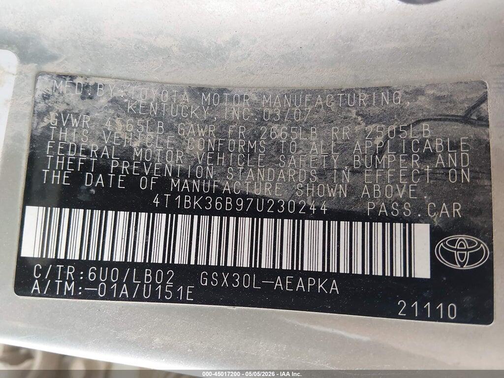 4T1BK36B97U230244 2007 TOYOTA AVALON photo no. 9