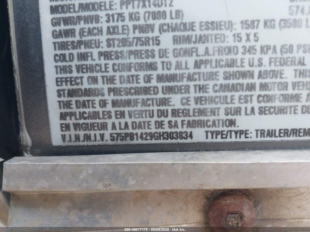 575PB1429GH303834 2016 HAULMARK CARGO TRAILER photo no. 9
