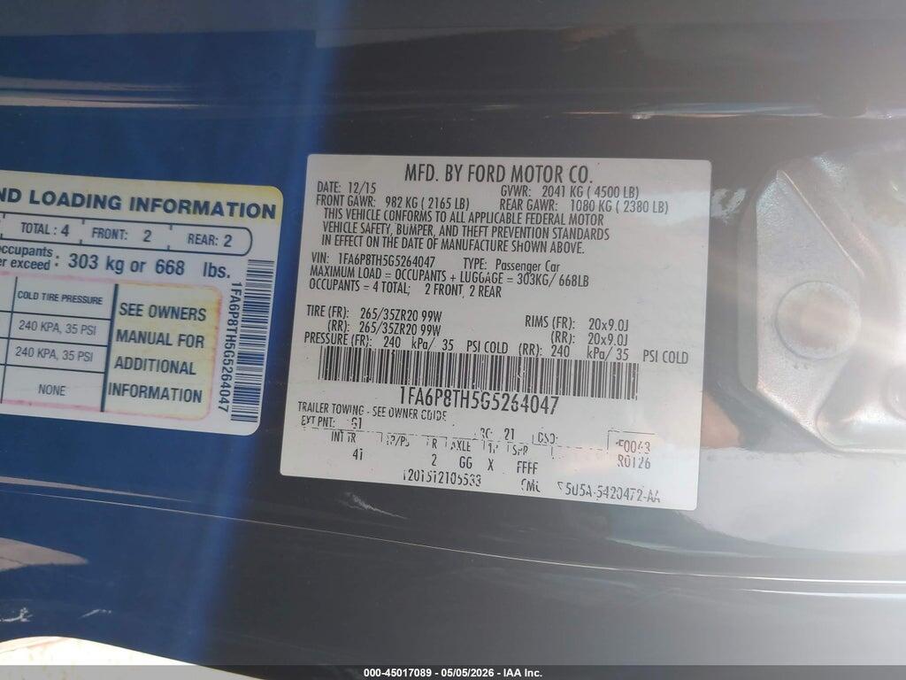 1FA6P8TH5G5264047 2016 FORD MUSTANG photo no. 9