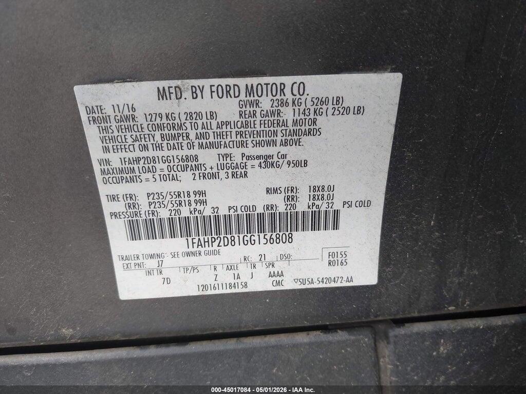 1FAHP2D81GG156808 2016 FORD TAURUS photo no. 9