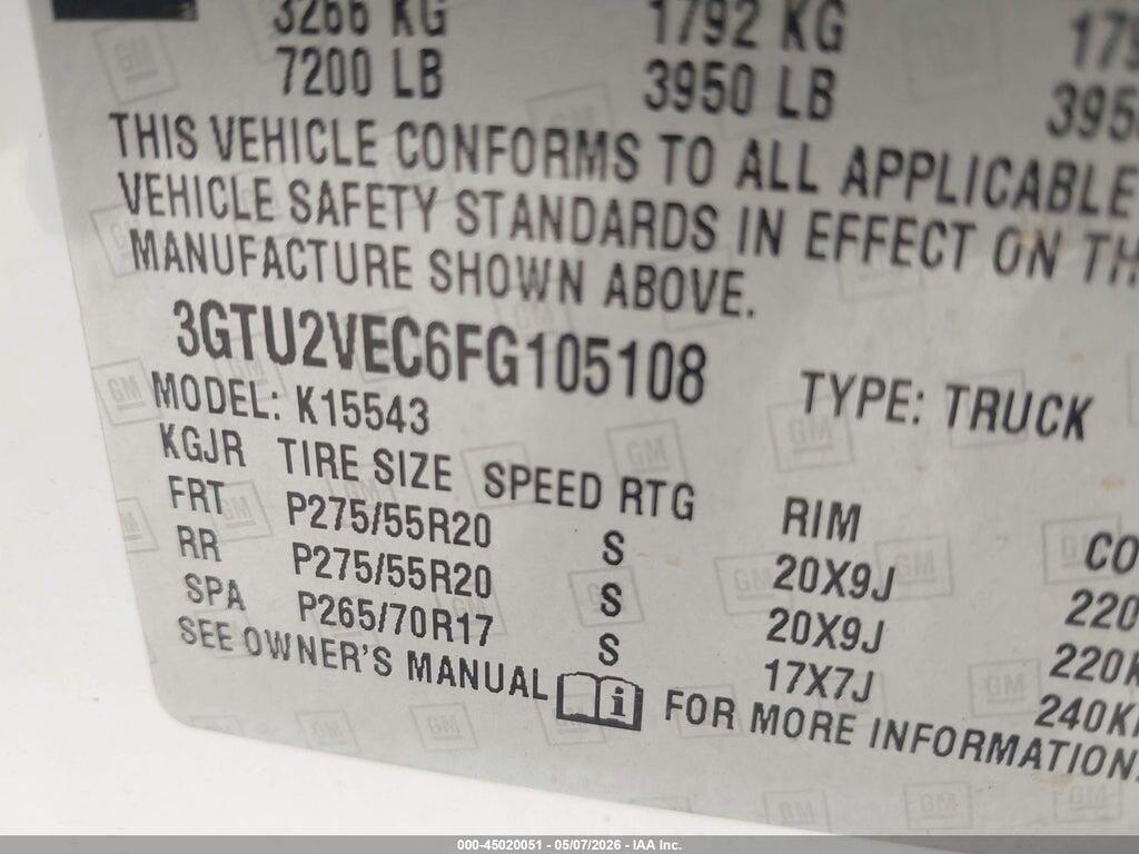 3GTU2VEC6FG105108 2015 GMC SIERRA 1500 photo no. 9
