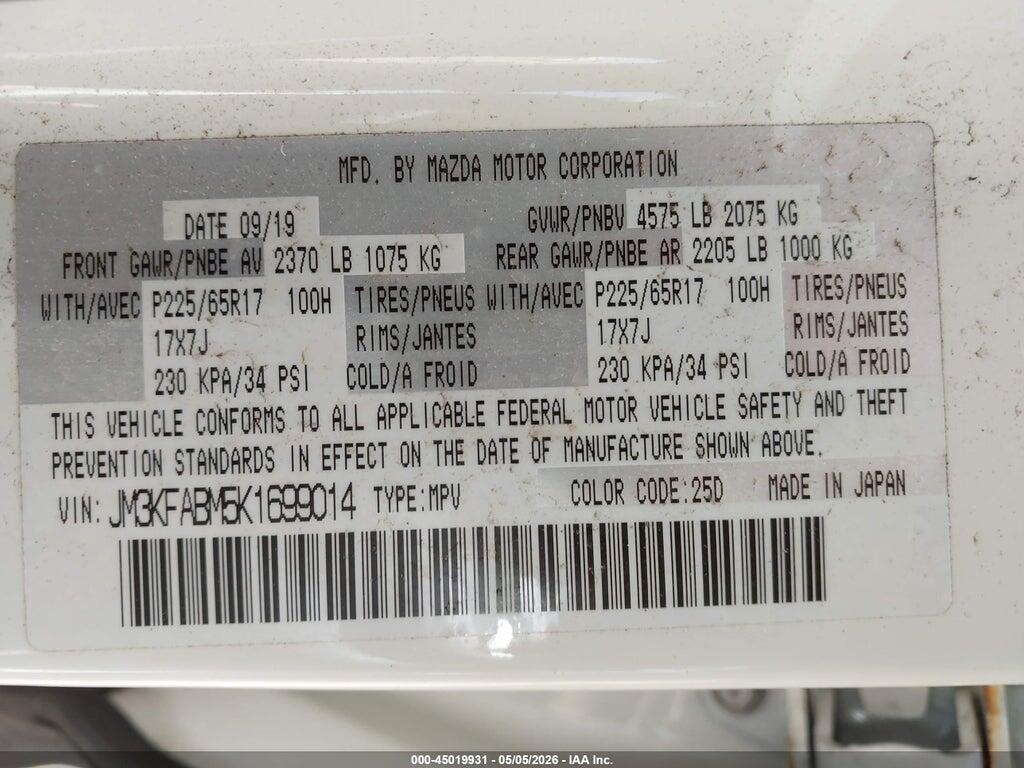JM3KFABM5K1699014 2019 MAZDA CX-5 photo no. 9