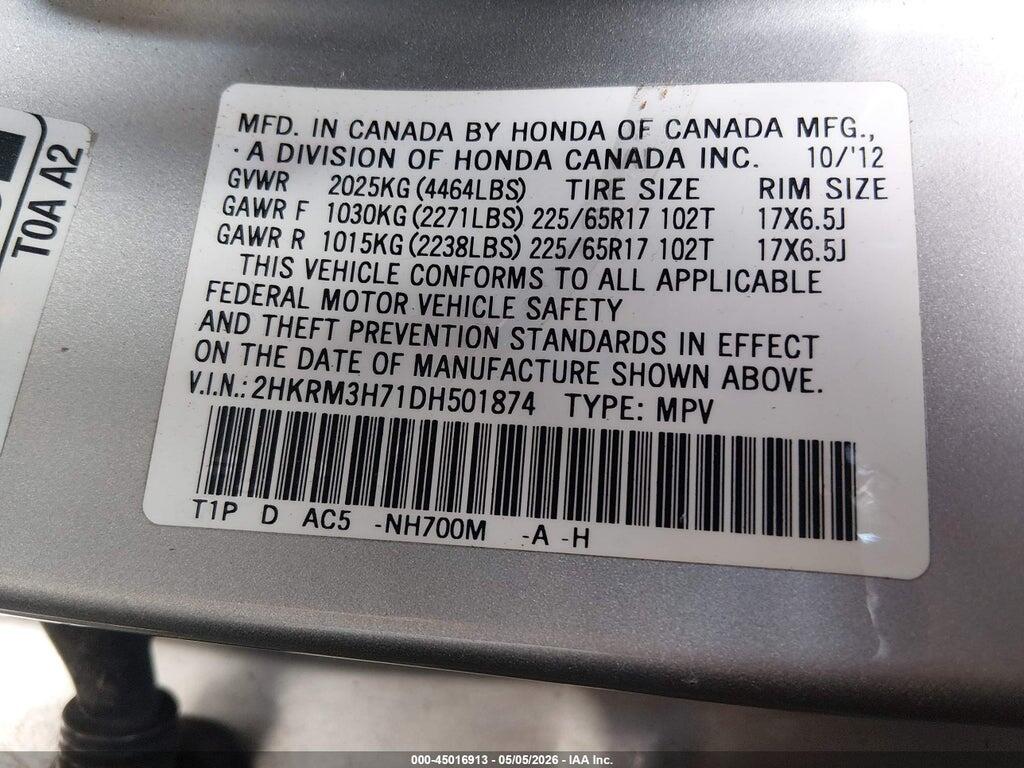 2HKRM3H71DH501874 2013 HONDA CR-V photo no. 9