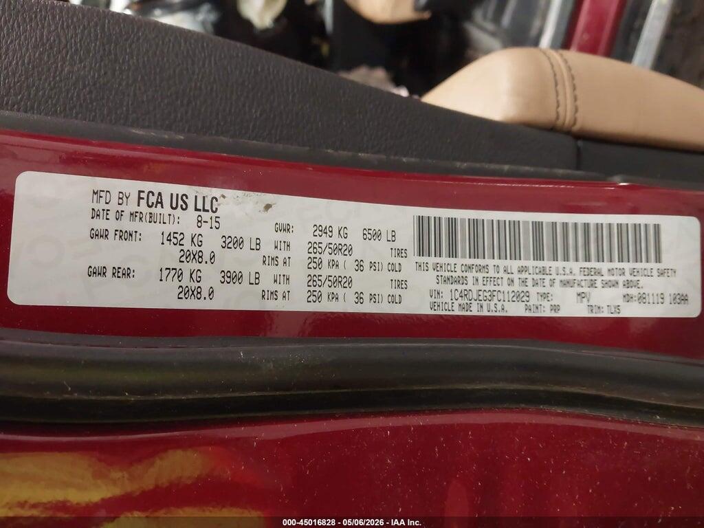 1C4RDJEG3FC112029 2015 DODGE DURANGO photo no. 9