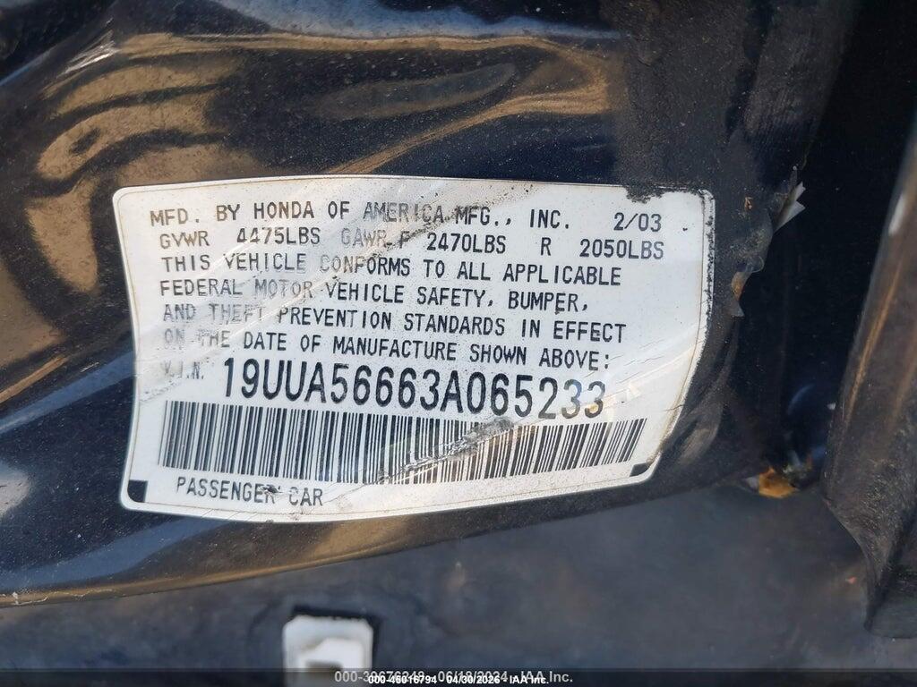 19UUA56663A065233 2003 ACURA TL photo no. 9