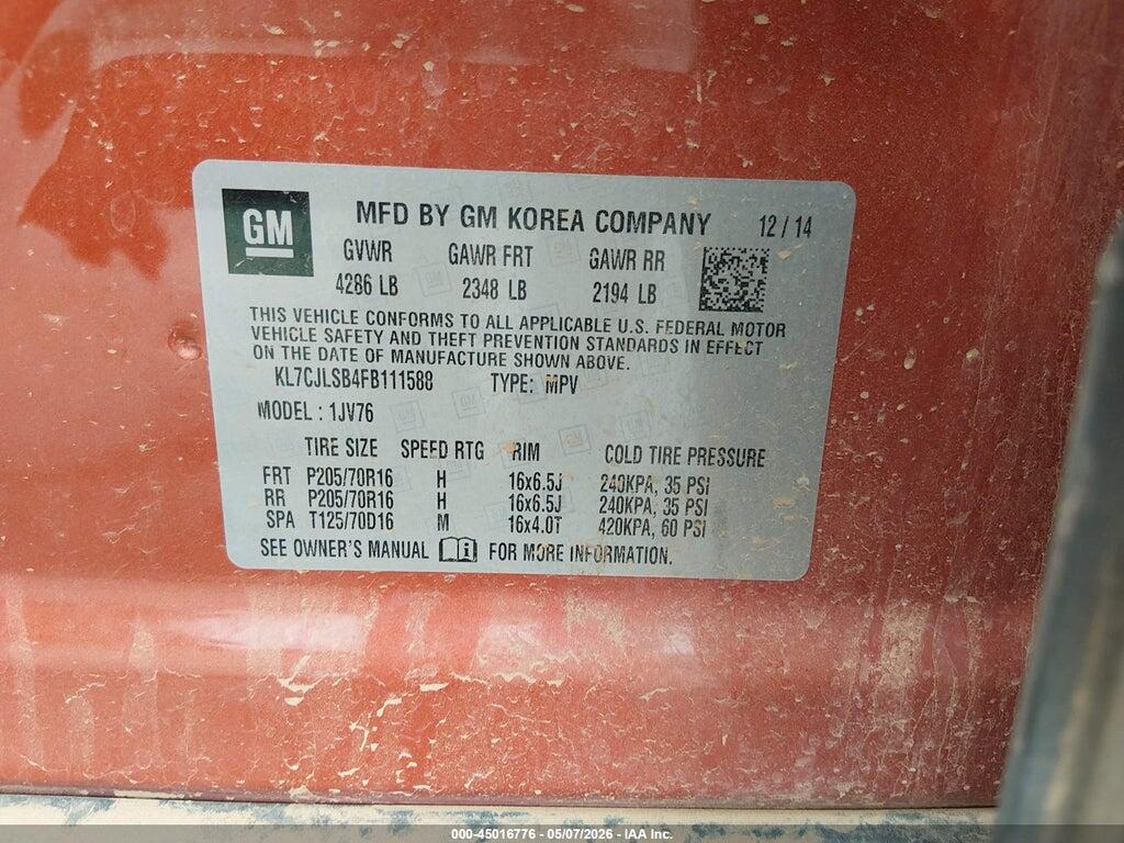 KL7CJLSB4FB111588 2015 CHEVROLET TRAX photo no. 9