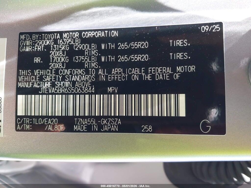 JTEVA5BR6S5063844 2025 TOYOTA 4RUNNER photo no. 9