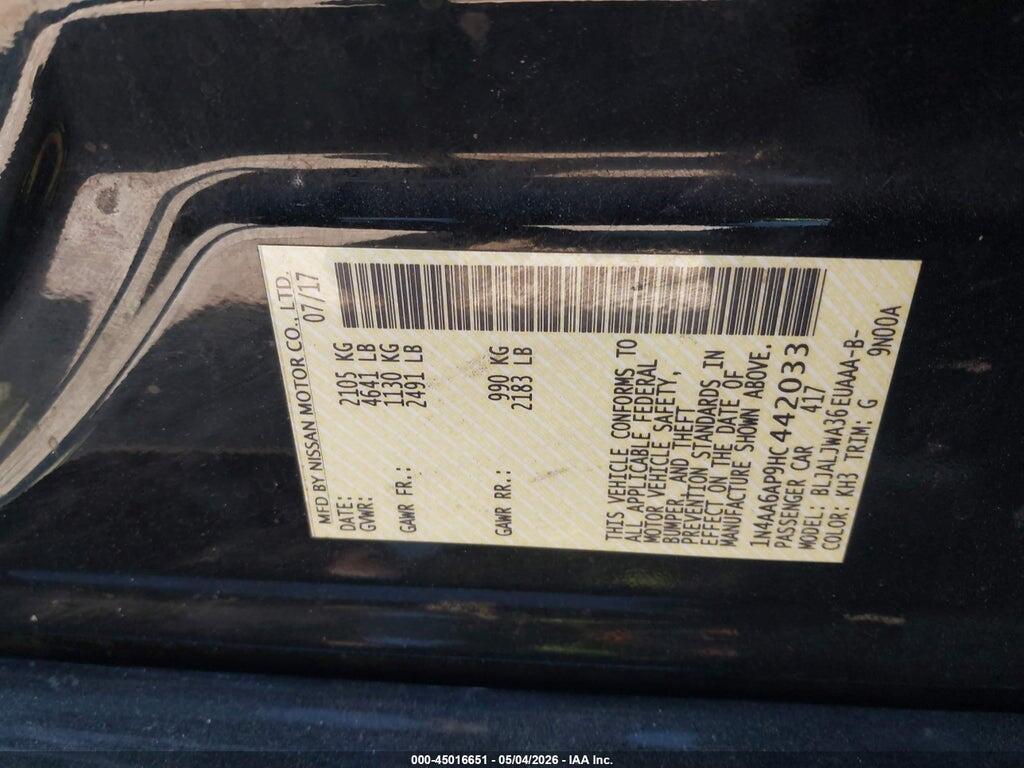 1N4AA6AP9HC442033 2017 NISSAN MAXIMA photo no. 9