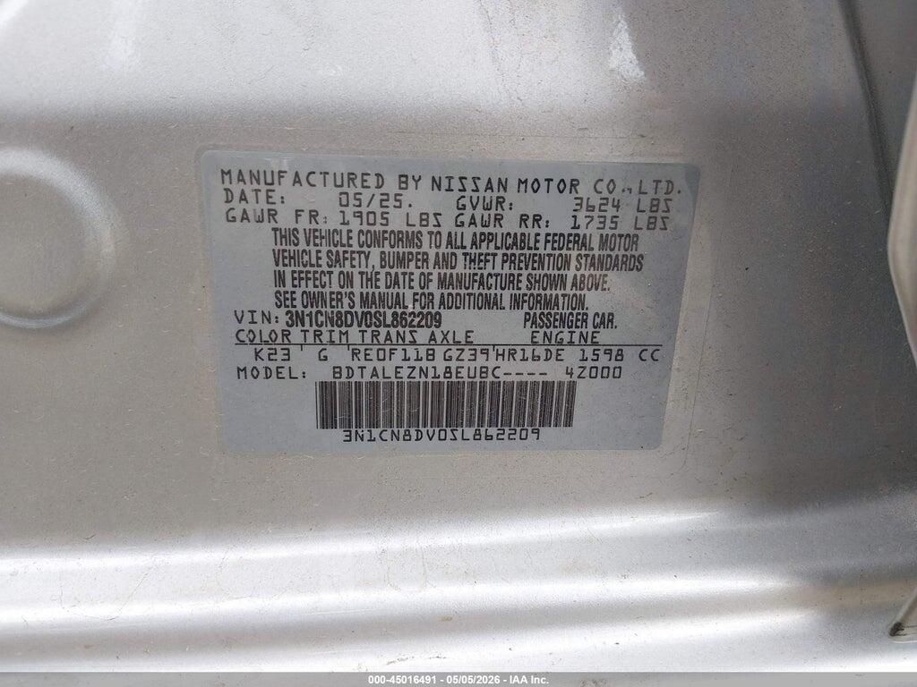 3N1CN8DV0SL862209 2025 NISSAN VERSA photo no. 9