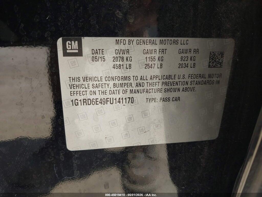 1G1RD6E49FU141170 2015 CHEVROLET VOLT photo no. 9