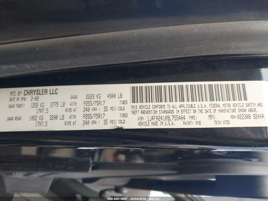 1J4FA24109L755404 2009 JEEP WRANGLER photo no. 9