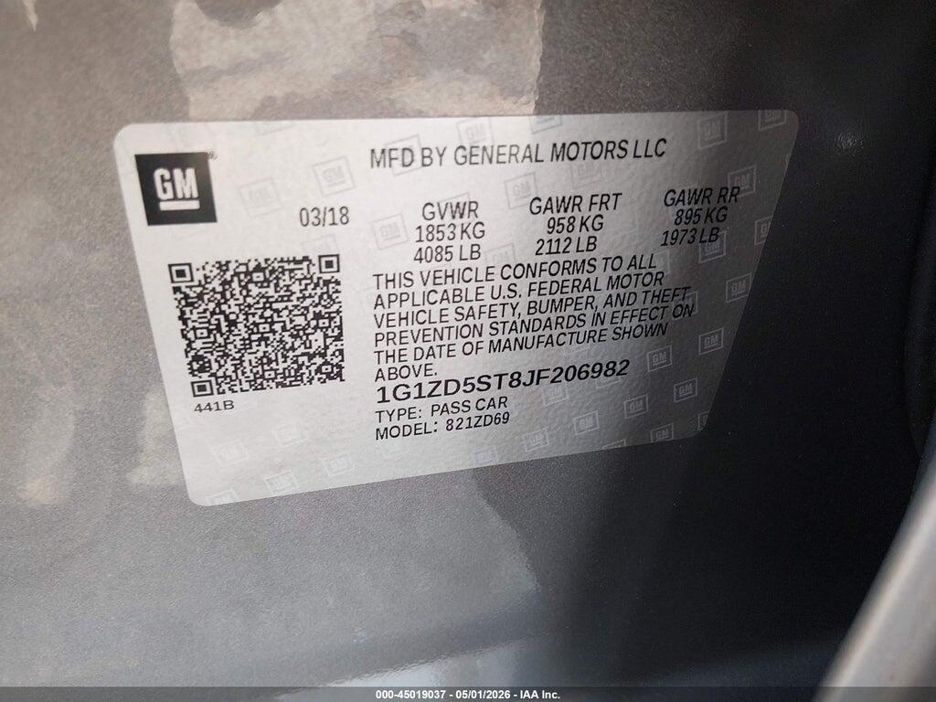 1G1ZD5ST8JF206982 2018 CHEVROLET MALIBU photo no. 9