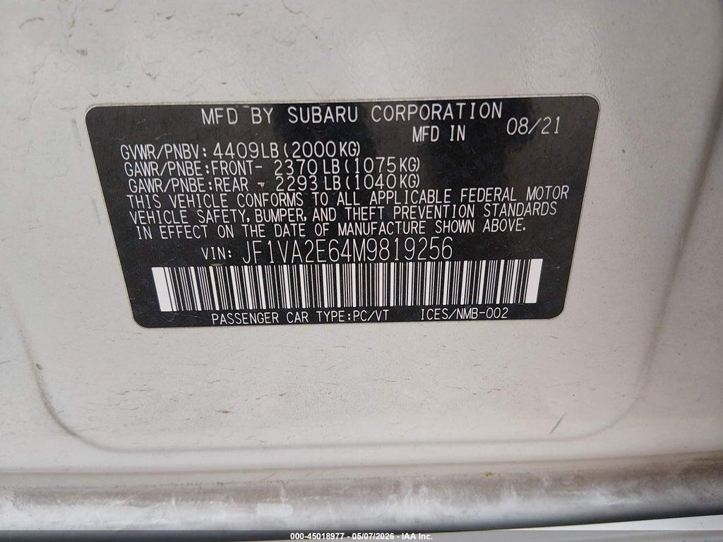JF1VA2E64M9819256 2021 SUBARU WRX STI photo no. 9
