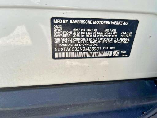 5UXTA6C02N9M26931 2022 BMW X5 photo no. 10